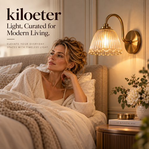 kiloeter® Fluted Glass Wall Sconce – Warm Glow, Timeless Charm