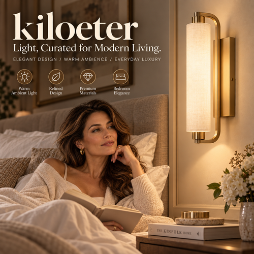 kiloeter® Linen Glow Wall Sconce – Soft Light, Timeless Elegance