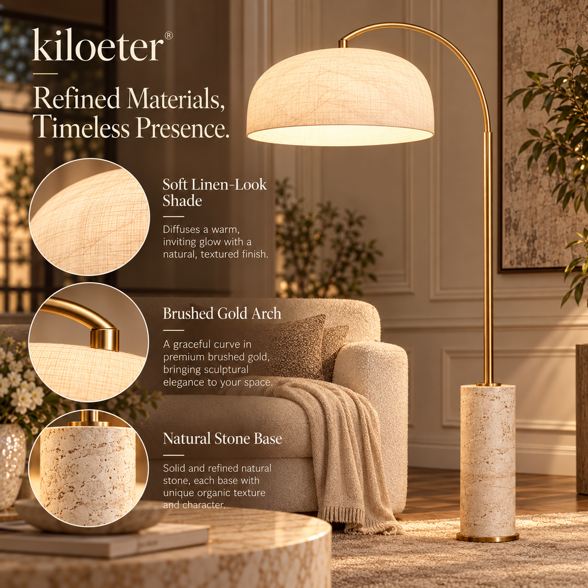 kiloeter® Living room floor lamp – Warm Light, Timeless Elegance