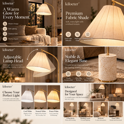 kiloeter® Sculpted Reading Floor Lamp – Warm Light, Refined Comfort