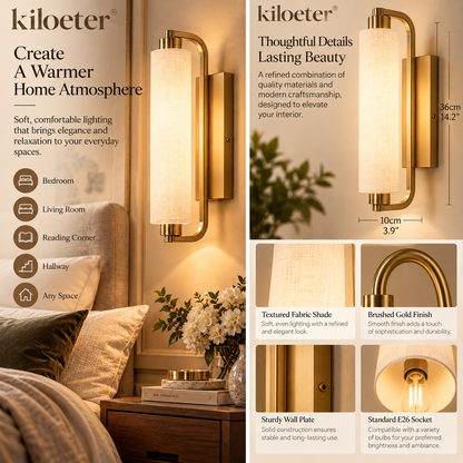 kiloeter® Linen Glow Wall Sconce – Soft Light, Timeless Elegance