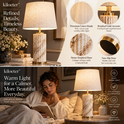 kiloeter® Heritage Stone Table Lamp Refined Details for a More Beautiful Everyday
