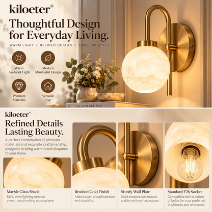 kiloeter® Alabaster Glow Wall Sconce – Warm Light, Sculptural Elegance