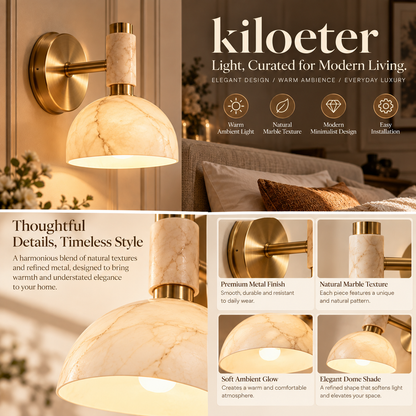 kiloeter® Marble Glow Wall Sconce – Warm Elegance for Modern Interiors