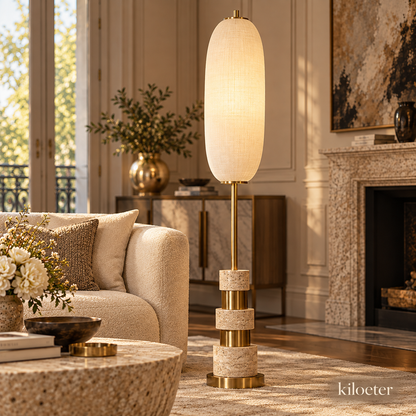 kiloeter® Sculptural Floor Lamp – Warm Light, Timeless Style