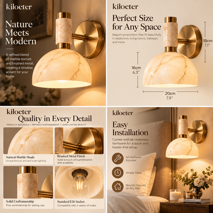 kiloeter® Marble Glow Wall Sconce – Warm Elegance for Modern Interiors