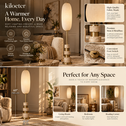 kiloeter® Sculptural Floor Lamp – Warm Light, Timeless Style