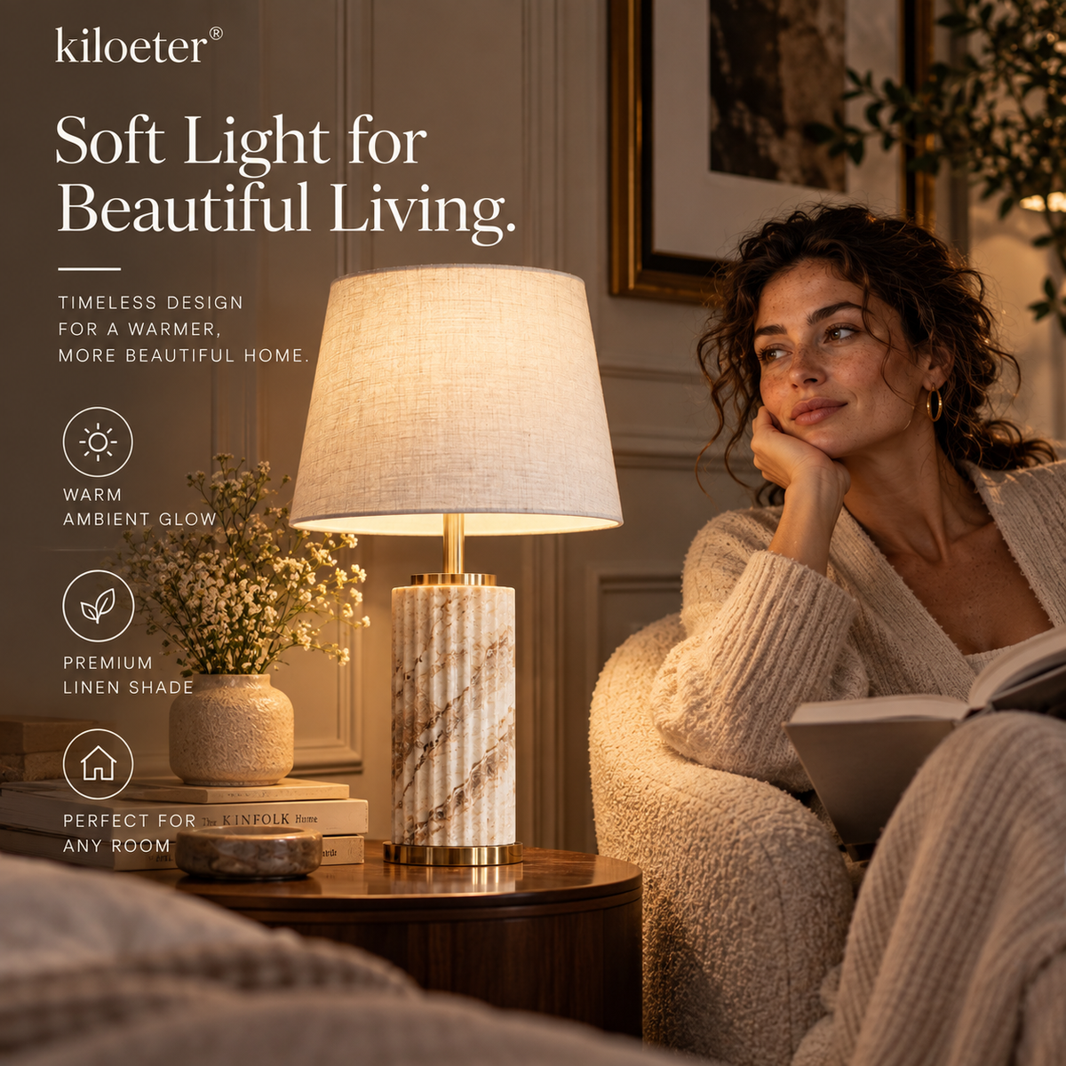 kiloeter® Heritage Stone Table Lamp Refined Details for a More Beautiful Everyday