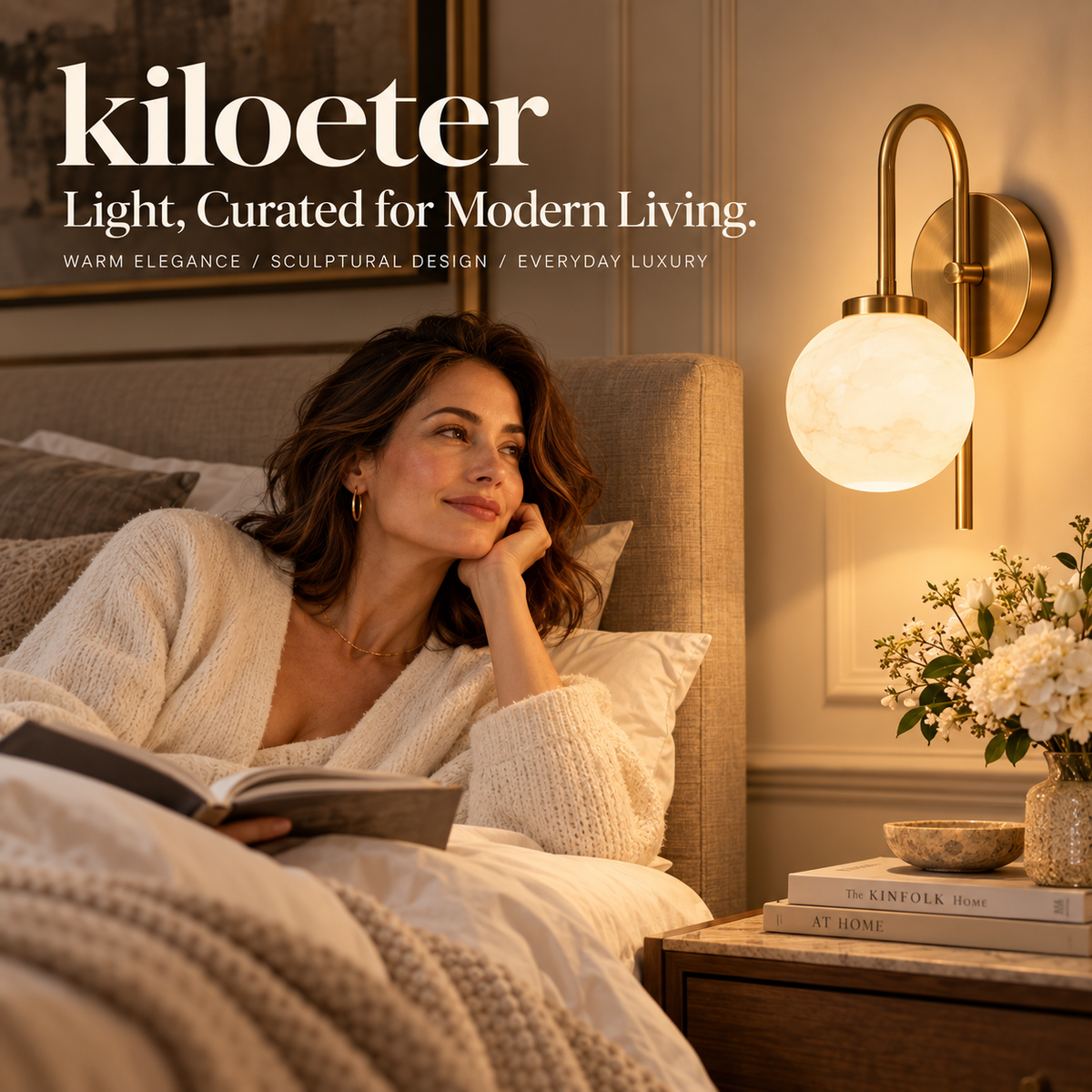kiloeter® Alabaster Glow Wall Sconce – Warm Light, Sculptural Elegance